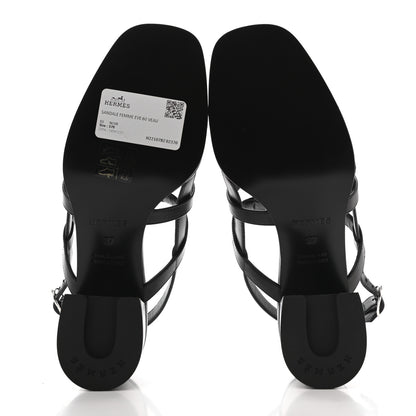 Hermes Calfskin Eve 60 Sandals 37 Black 10 of 18