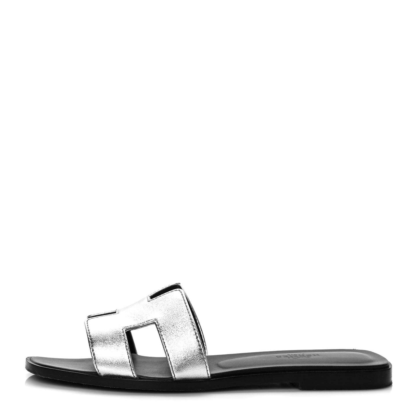 Metallic Epsom Oran Sandals 37 Gris Argente