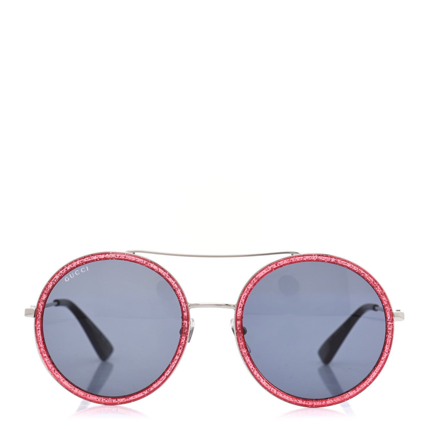 Gucci Metal Round Frame Glitter Sunglasses GG0061S Red 2 of 7