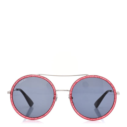 Gucci Metal Round Frame Glitter Sunglasses GG0061S Red 2 of 7