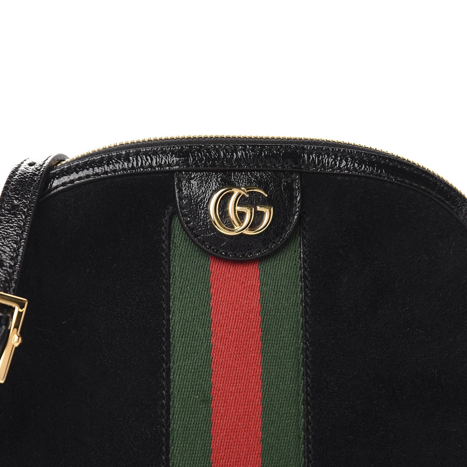 Gucci Suede Patent Web GG Small Ophidia Dome Shoulder Bag Black 10 of 10