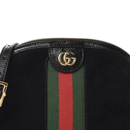 Gucci Suede Patent Web GG Small Ophidia Dome Shoulder Bag Black 10 of 10