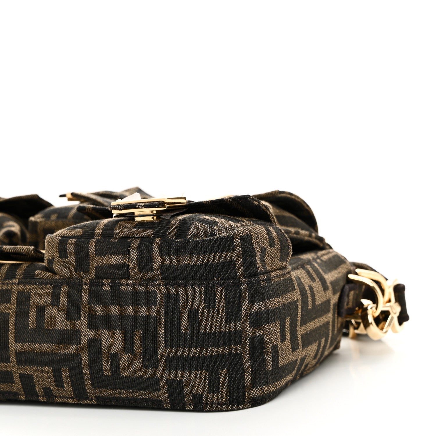 Fendi Fabric Jacquard FF 1974 Multipocket Baguette Tobacco Moro