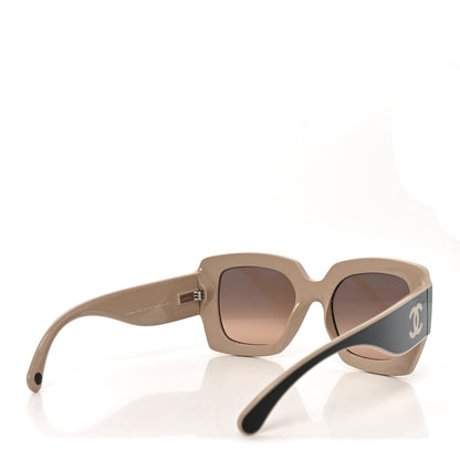 Chanel Acetate Square Sunglasses 6059 Black Beige 4 of 7