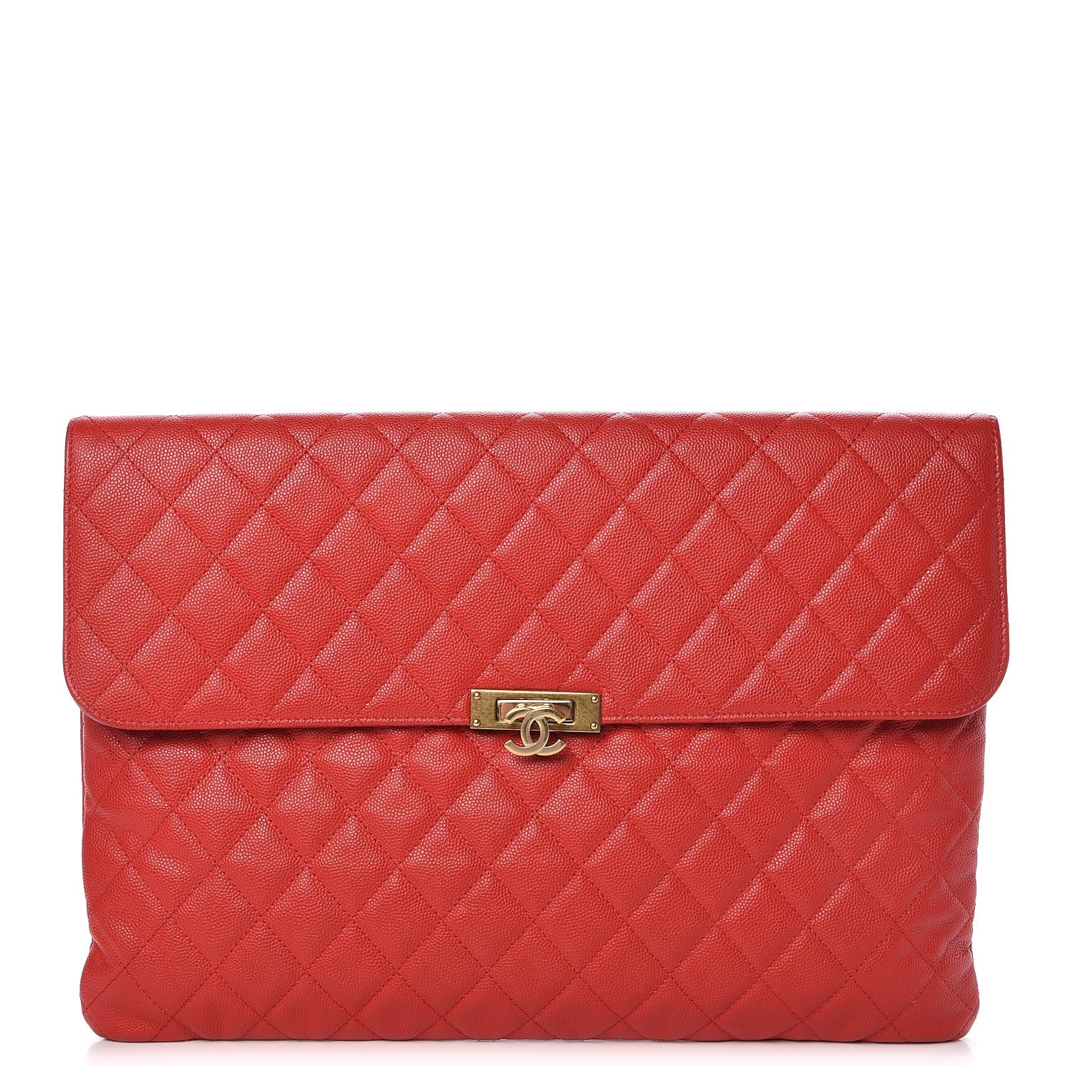 Chanel Caviar Quilted Large Golden Class Pouch Red 1 of 9