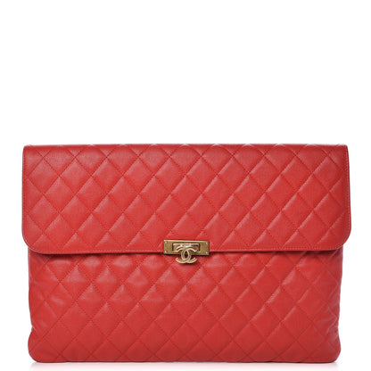 Chanel Caviar Quilted Large Golden Class Pouch Red 1 of 9
