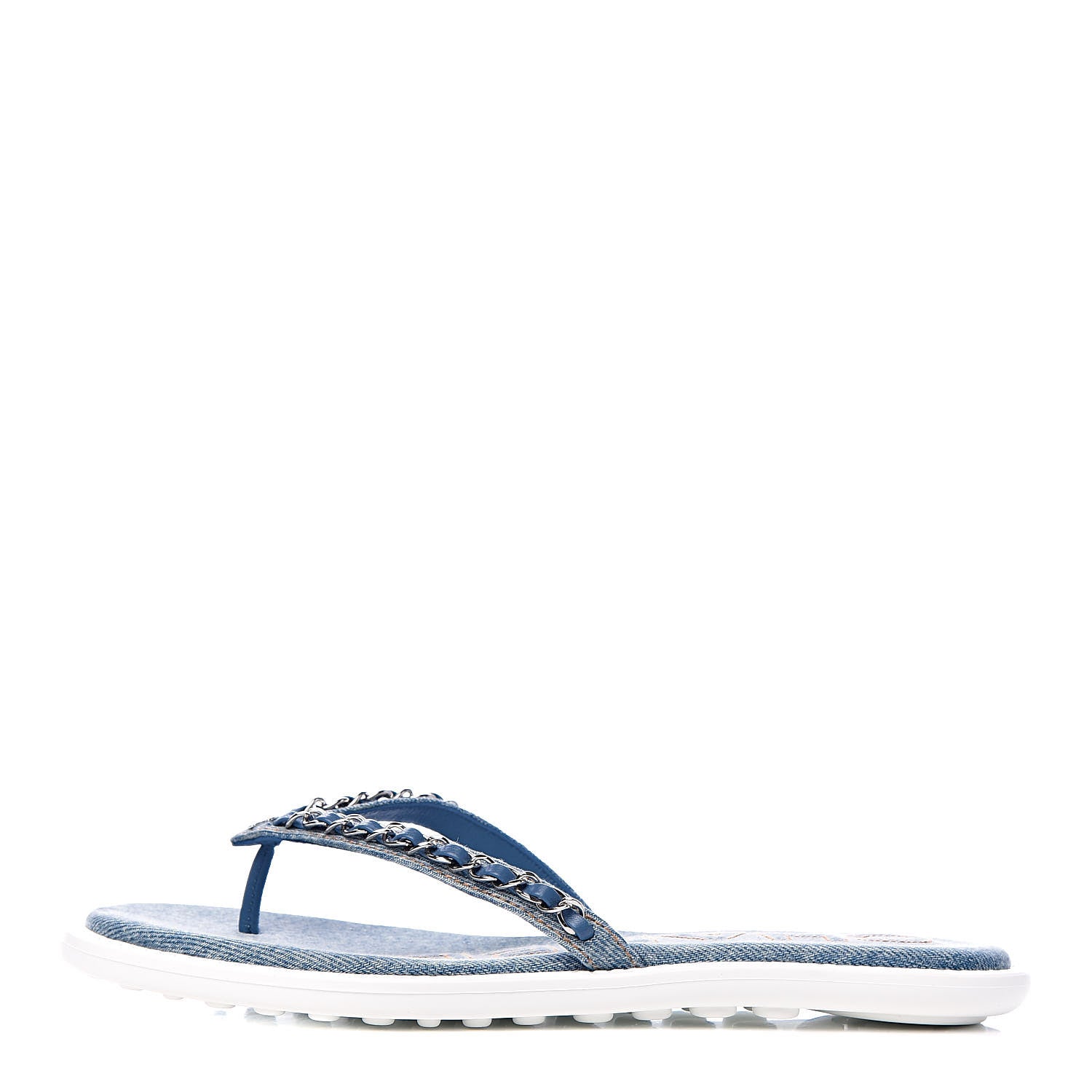 Chanel Denim CC Chain Thong Sandals 37 Blue 1 of 10