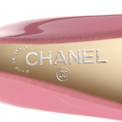 Chanel Patent CC Cap Toe Ballerina Flats 38.5 Light Pink 7 of 8