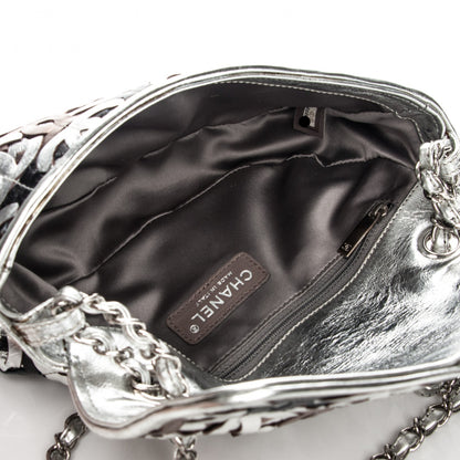 Chanel Metallic Crackled Calfskin Medium CC Mix Flap Silver Gold 5 of 7