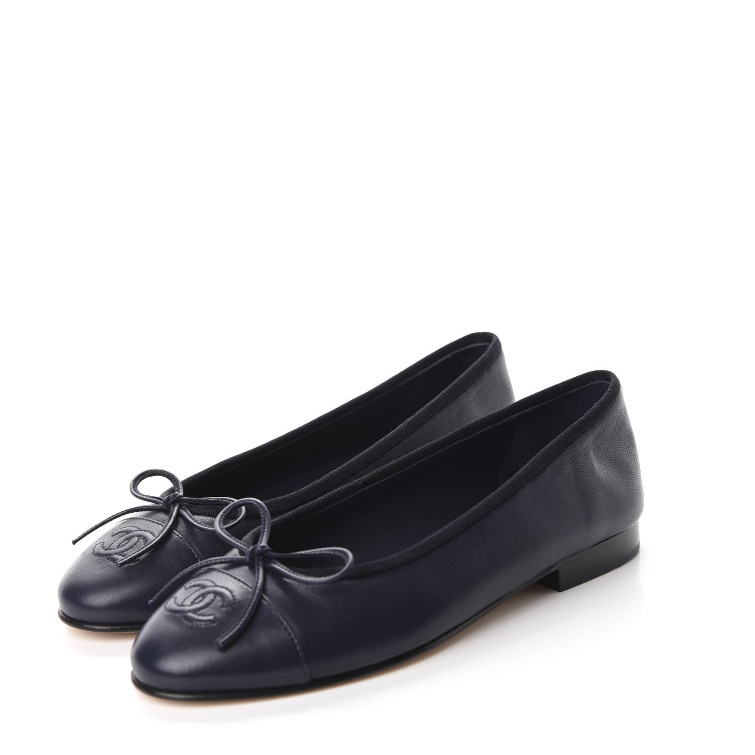 Chanel Lambskin Cap Toe Ballerina Flats 36 Navy 3 of 10