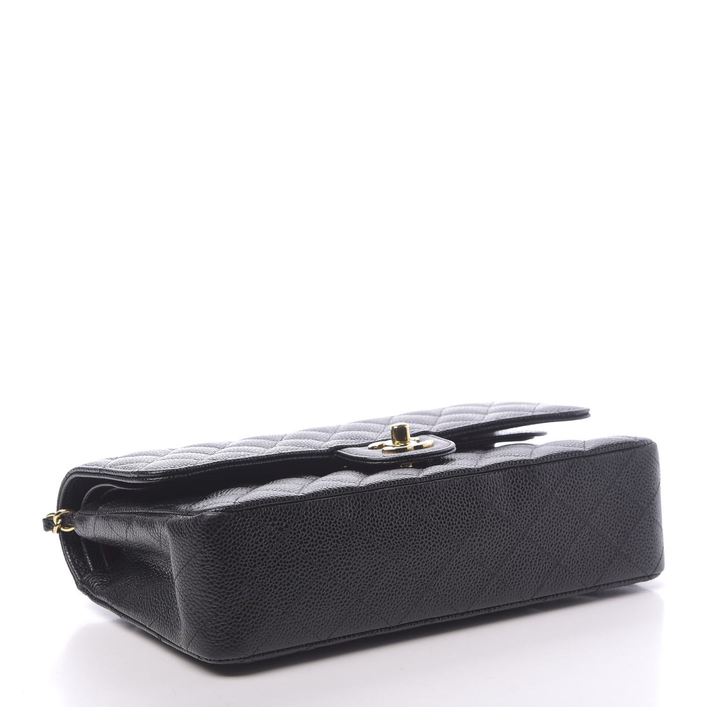 Caviar Quilted Medium Double Flap Black