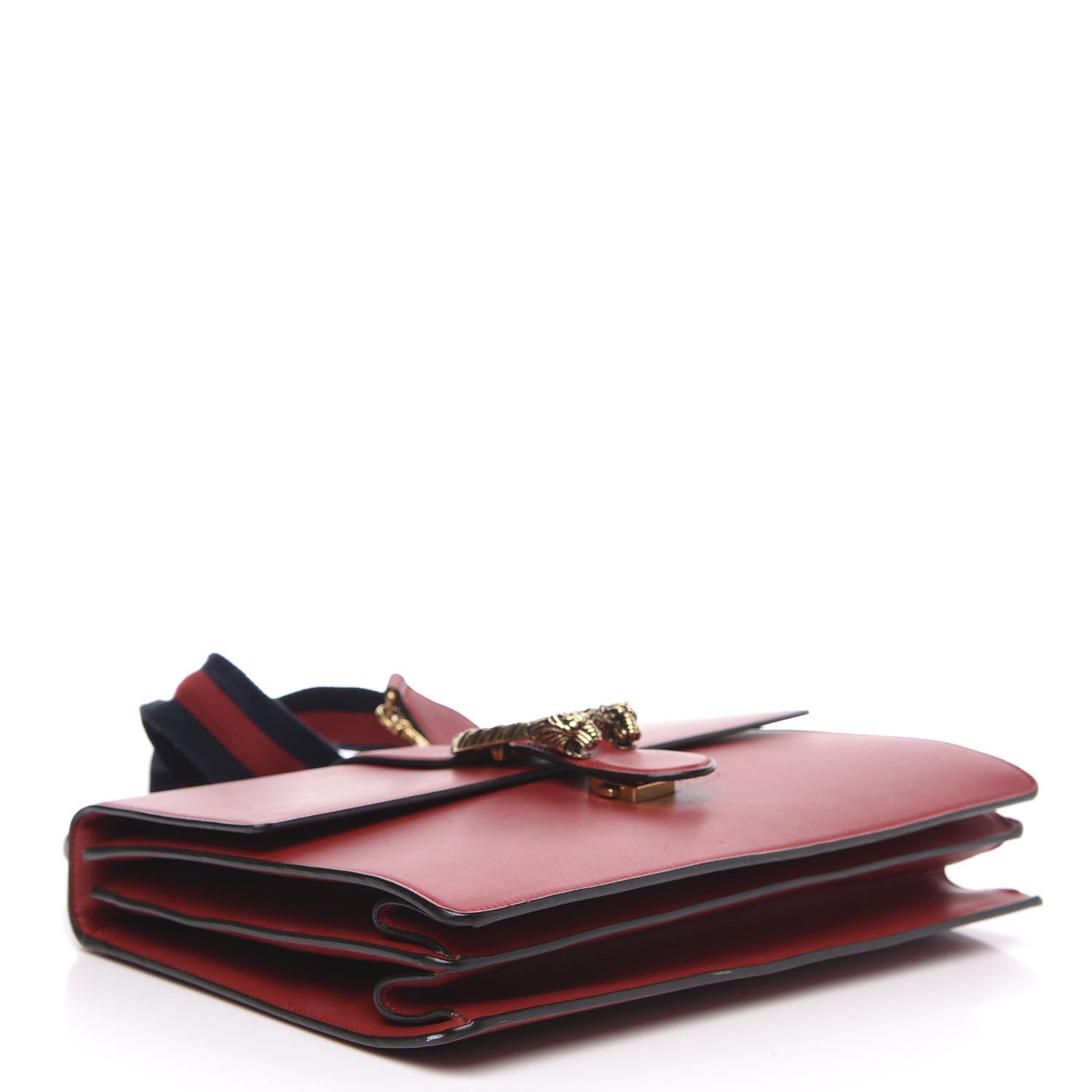 Gucci Moon Calfskin Web Large Dionysus Bamboo Top Handle Bag Hibiscus Red 6 of 18