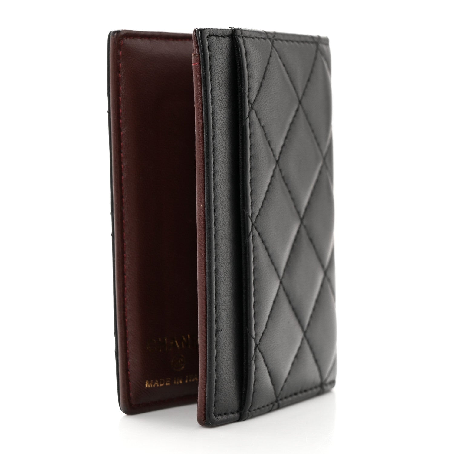 Chanel Lambskin Quilted Card Holder Wallet Black 3 of 8