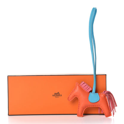 Hermes Milo Lambskin Grigri Rodeo Horse Bag Charm PM Orange Poppy Rose Azalee Bleu Azteque 4 of 4