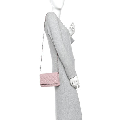 Chanel Caviar Quilted Wallet on Chain WOC Light Pink 2 of 12