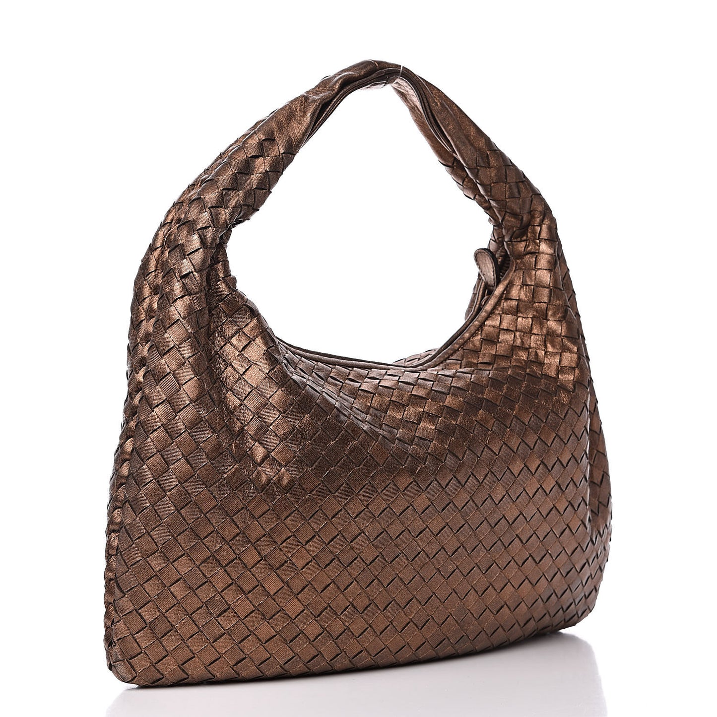 Metallic Nappa Intrecciato Medium Veneta Hobo Copper