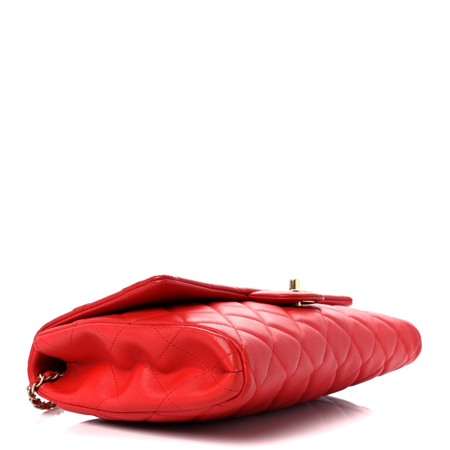 Lambskin Quilted Clutch With Chain Flap Red