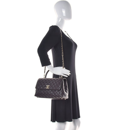 Chanel Caviar Quilted Small Coco Handle Flap Dark Brown 2 of 13