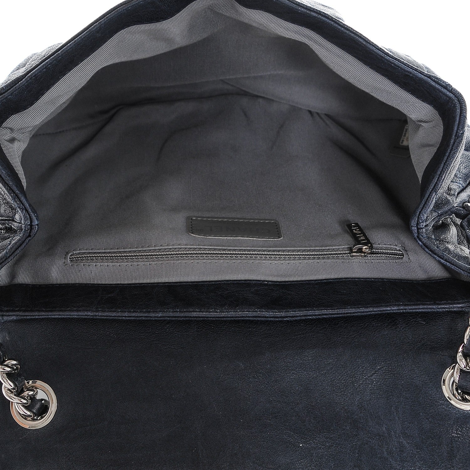 Chanel Washed Lambskin Quilted Medium Chain Around Messenger Navy Blue 5 of 7