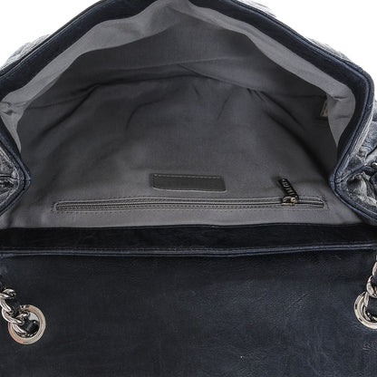 Chanel Washed Lambskin Quilted Medium Chain Around Messenger Navy Blue 5 of 7