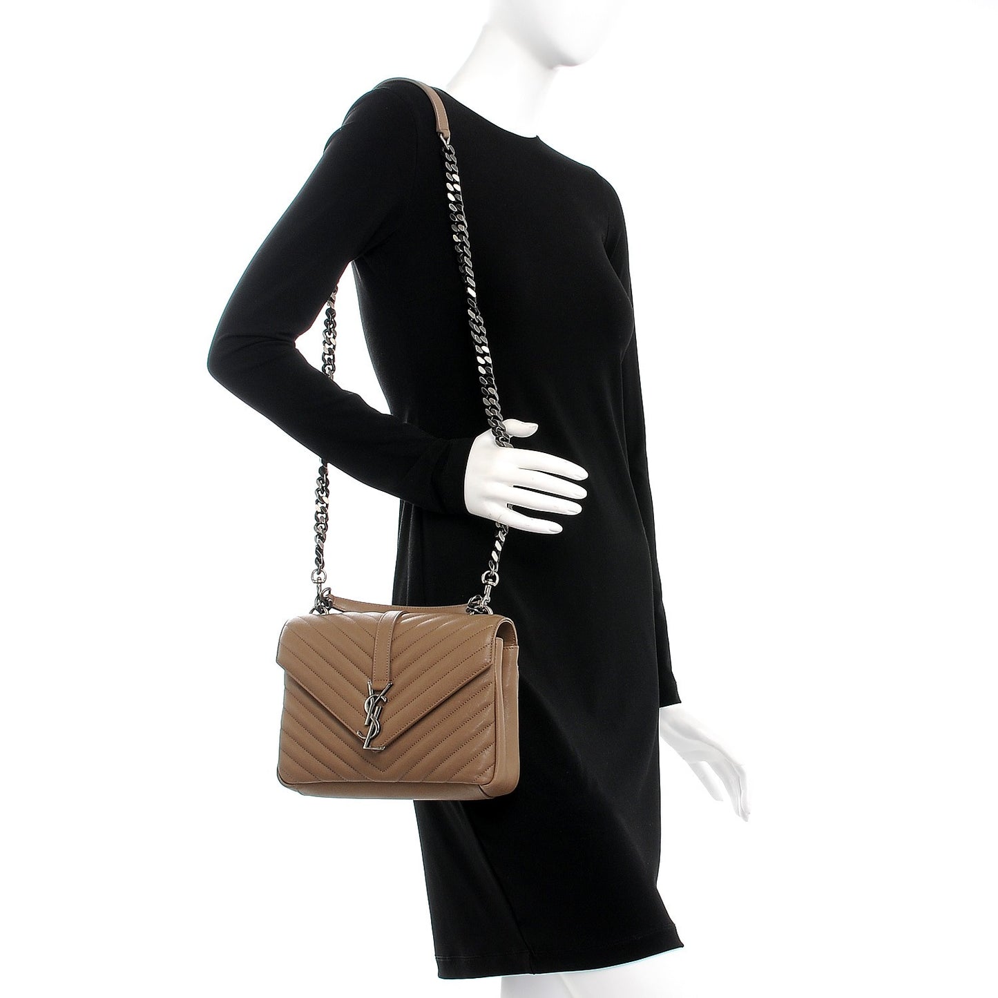 Sheepskin Matelasse Chevron Monogram Medium College Bag Fard