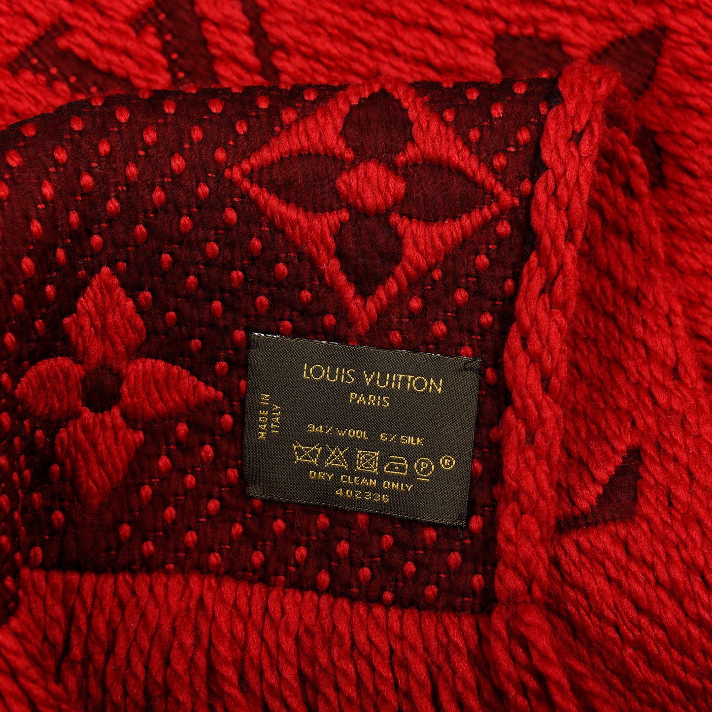 Wool Silk Logomania Scarf Rubis