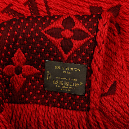 Louis Vuitton Wool Silk Logomania Scarf Rubis 3 of 3