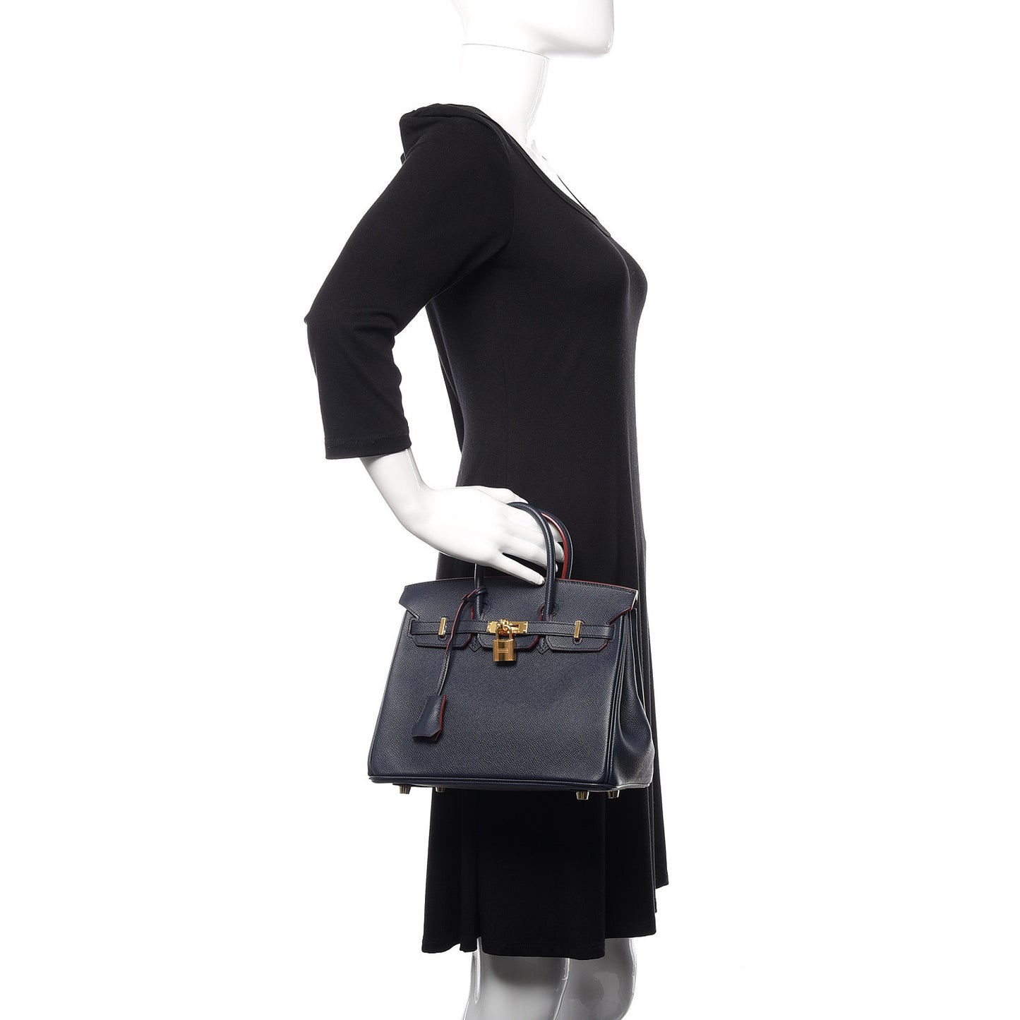 Epsom Contour Birkin 25 Bleu Indigo Rouge H