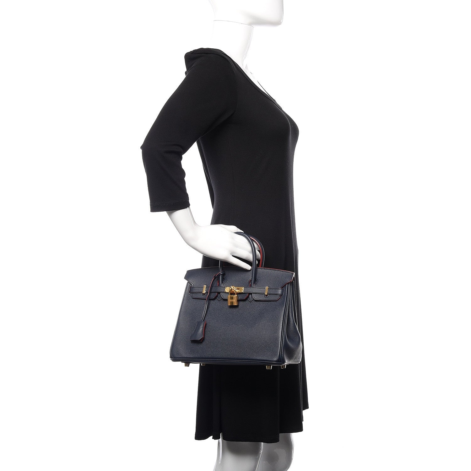 Hermes Epsom Contour Birkin 25 Bleu Indigo Rouge H 2 of 34