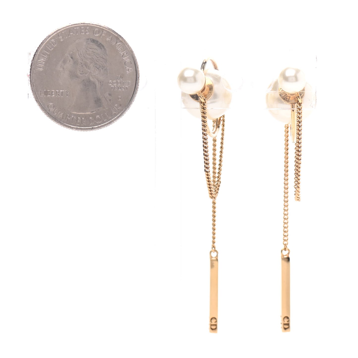 Pearl Tribales Dangle Chain Earrings Gold