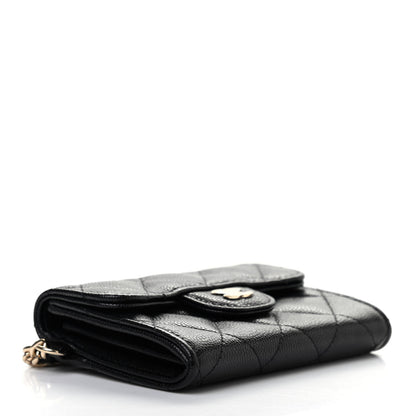 Chanel Caviar Quilted Flap Card Holder Chain Wristlet Black 4 of 8