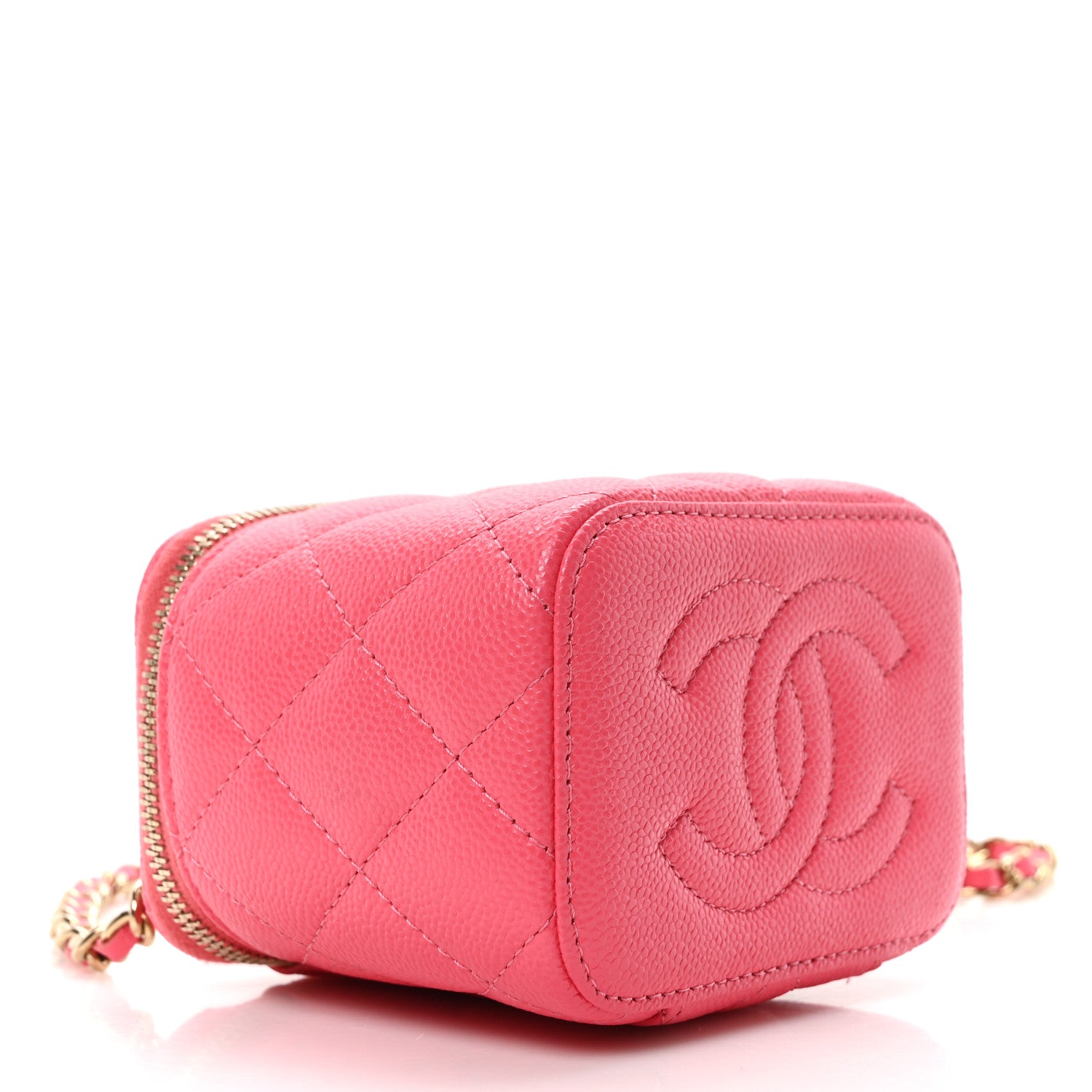 Chanel Caviar Quilted Mini Vanity Case With Chain Pink 4 of 10