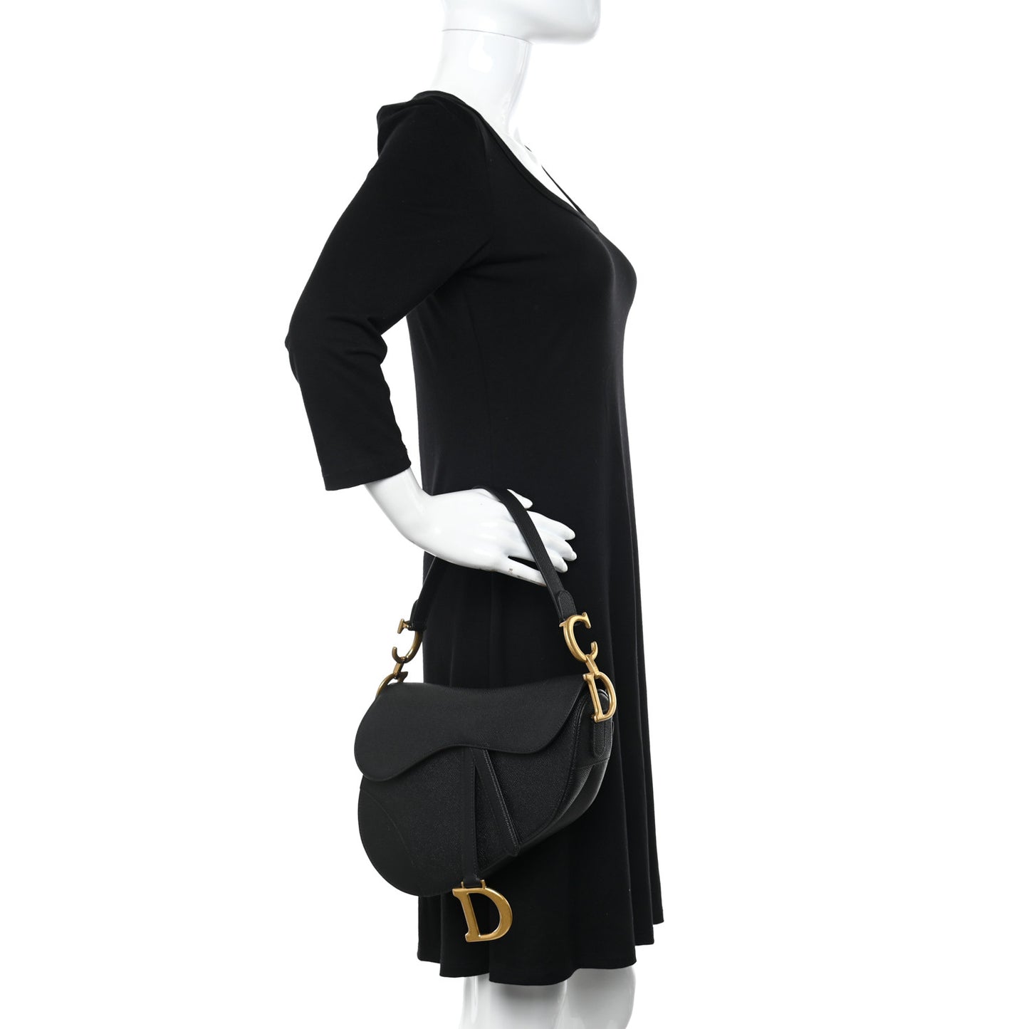 Grained Calfskin Saddle Bag Black