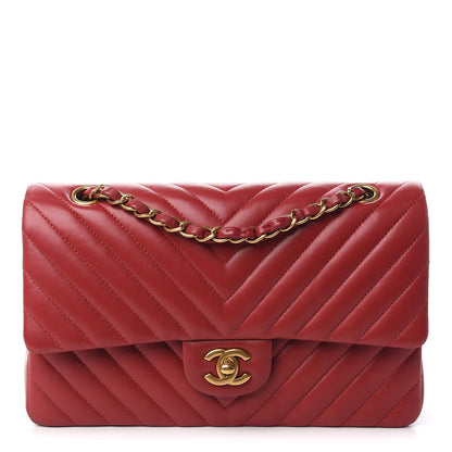 Chanel Lambskin Chevron Quilted Medium Double Flap Dark Red 1 of 11