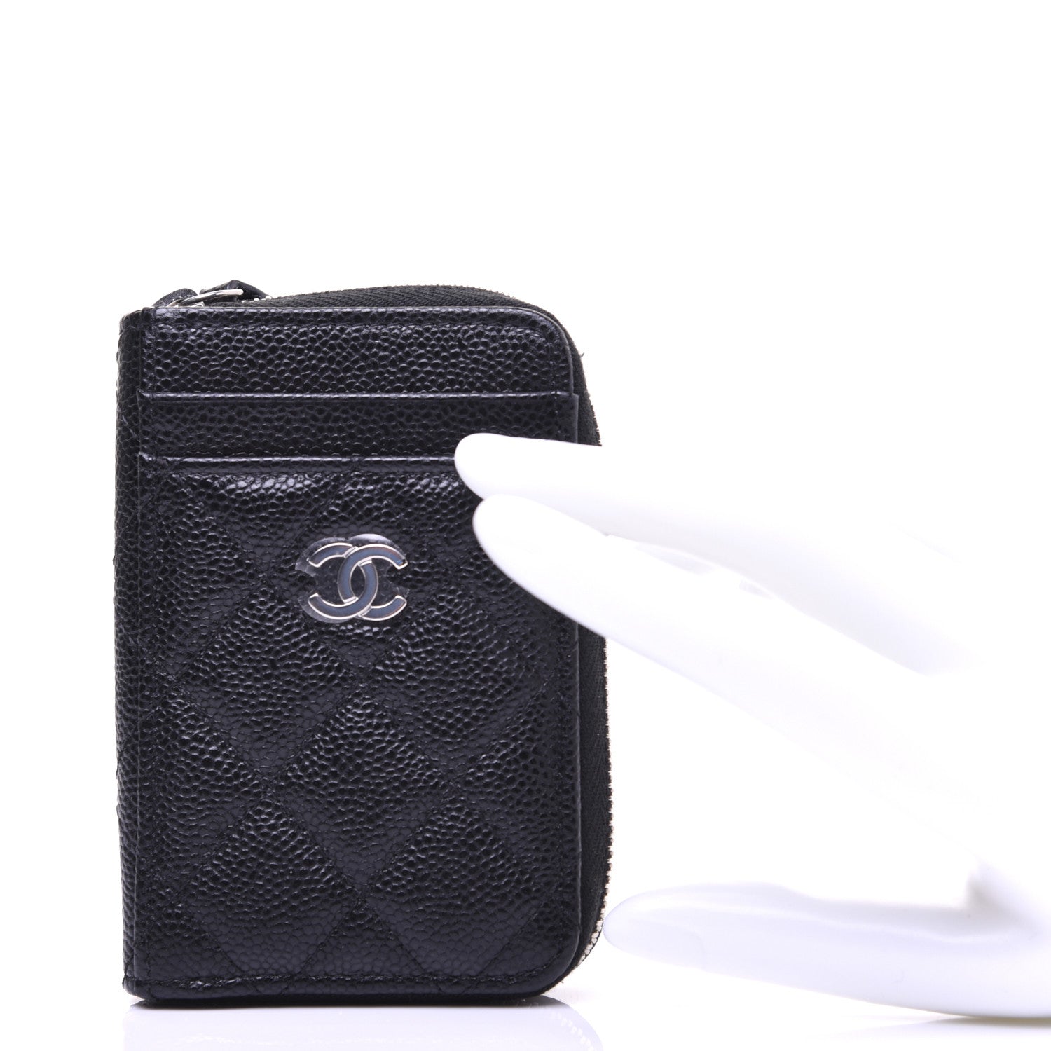 Chanel Caviar Quilted Zip Card Holder Black 2 of 11