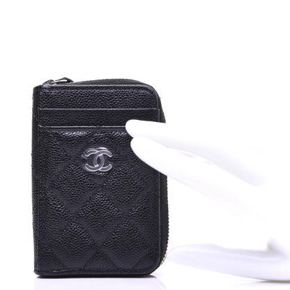Chanel Caviar Quilted Zip Card Holder Black 2 of 11