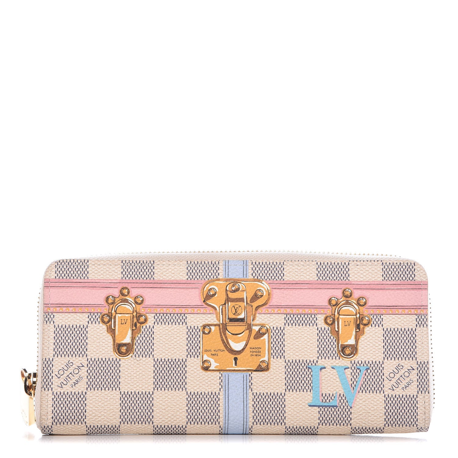 Louis Vuitton Damier Azur Summer Trunks Clemence Wallet 1 of 10