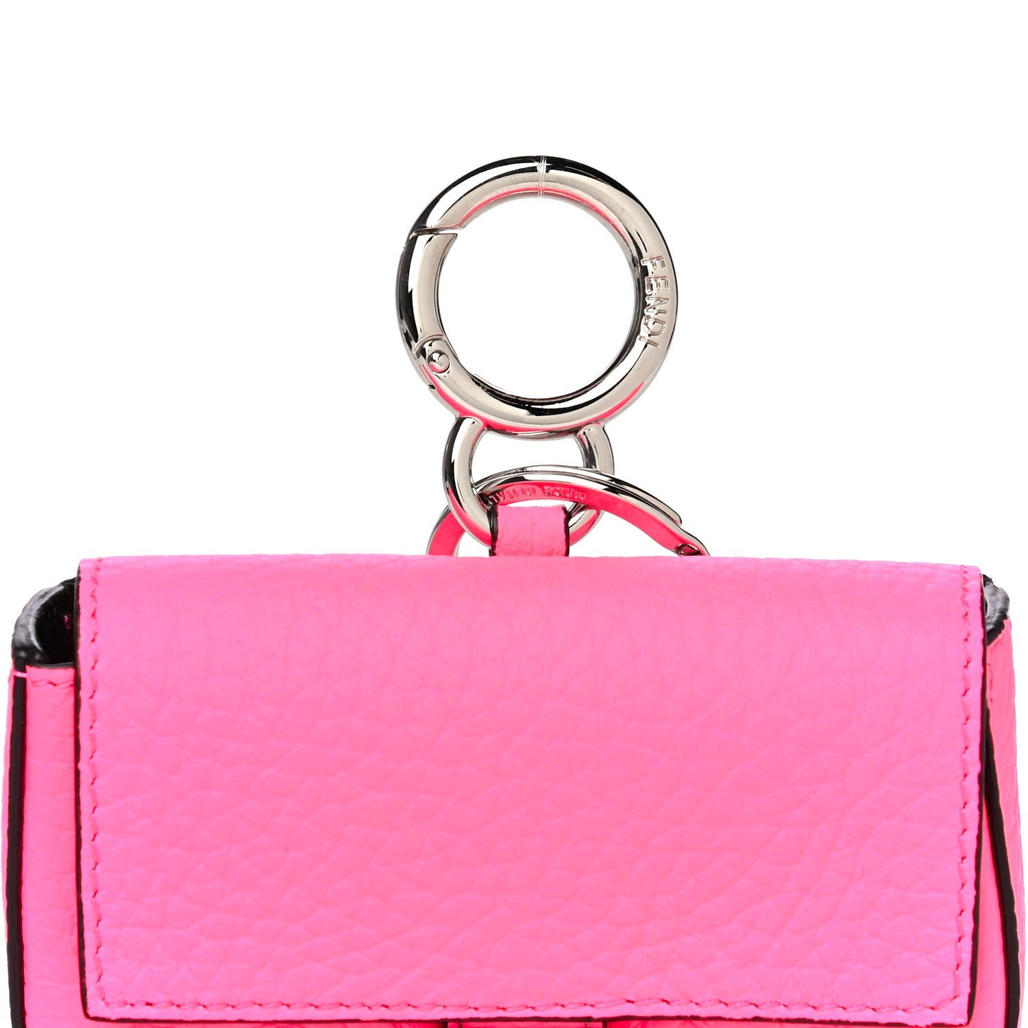 Fendi Cuoio Romano Micro Baguette Charm Rosa Fluo 6 of 9