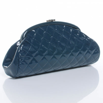 Chanel Patent Quilted Timeless Clutch Blue 3 of 9