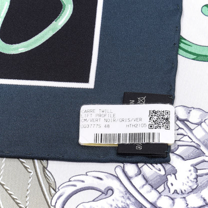 Hermes Silk Lift Profile Scarf 90 Vert Black Gris 3 of 4