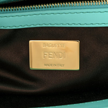 Fendi Sequin Paillettes Vitello Grace Sex and the City Baguette Spring Turquoise 6 of 14