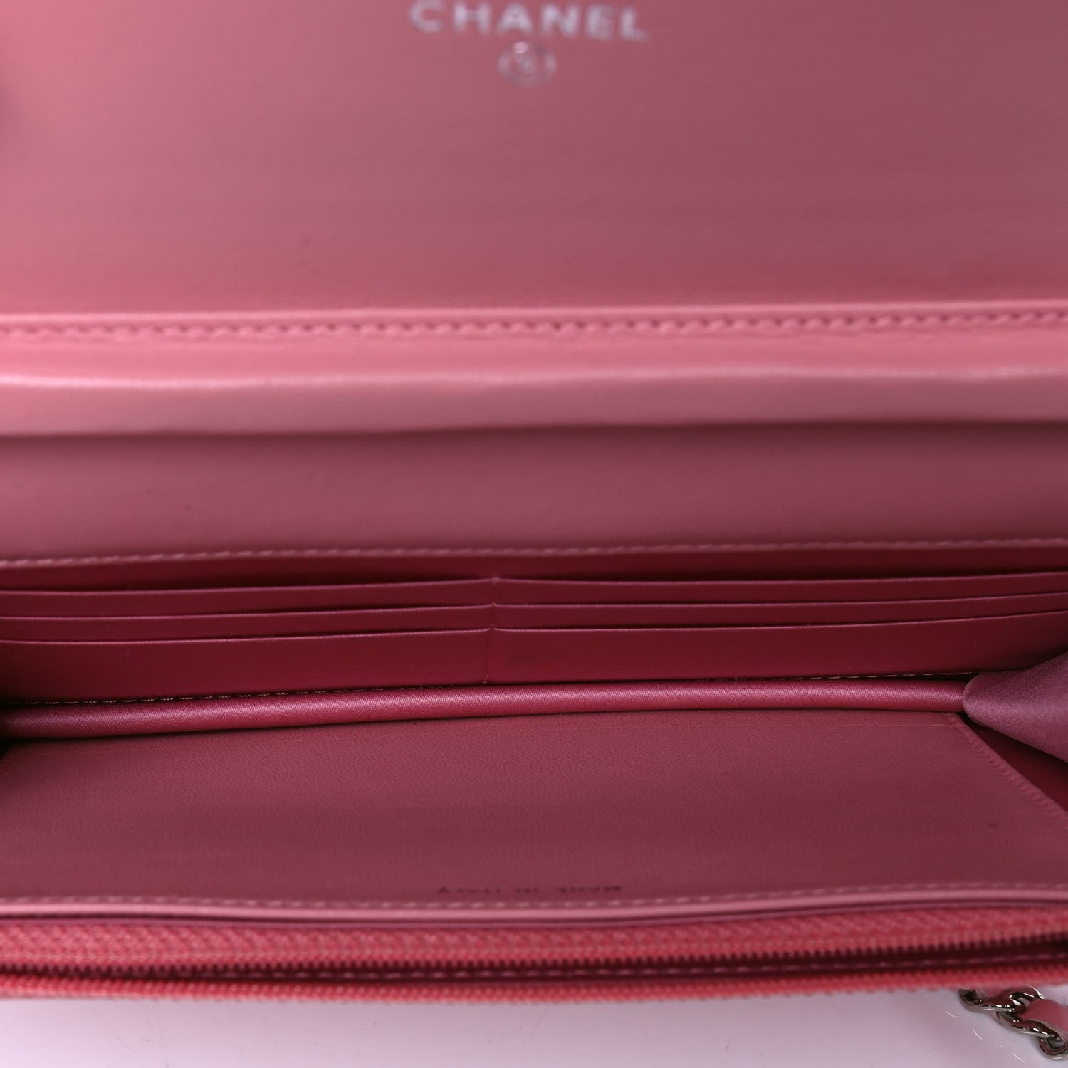 Chanel Lambskin Camellia Embossed Wallet On Chain WOC Pink 4 of 6