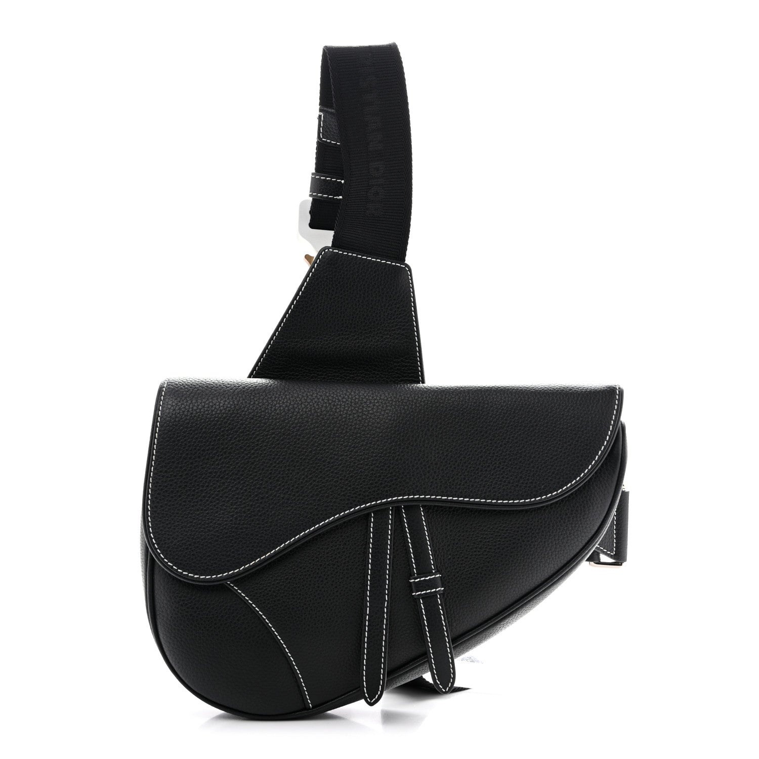 Christian Dior Grained Calfskin Mens Saddle Bag Black 1 of 10