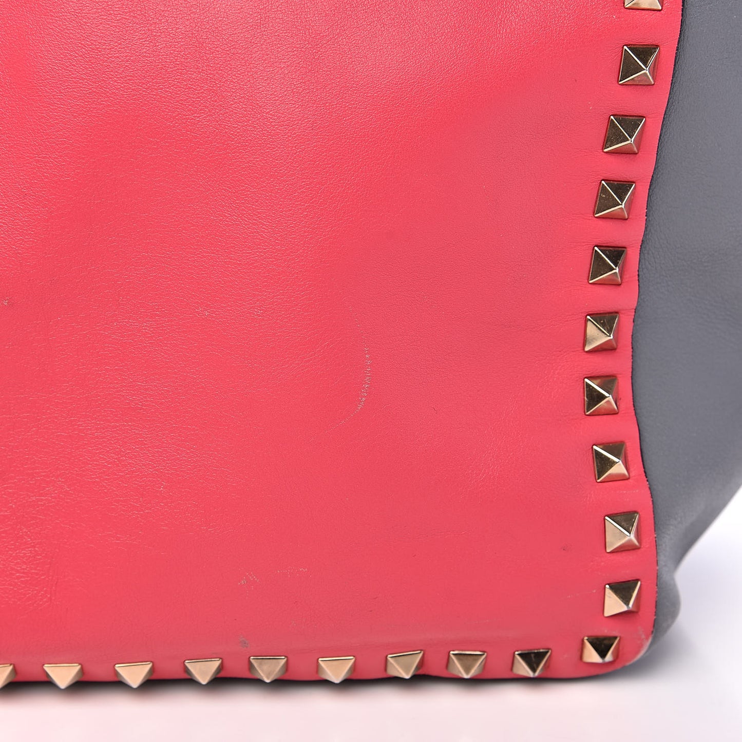 Vitello Colorblock Medium Rockstud Tote Deep Rose Clover Grey Scarlet