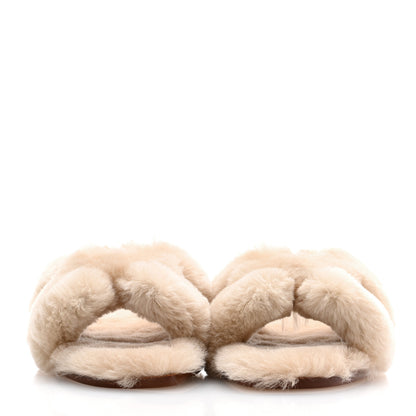 Hermes Woolskin Oran Sandals 37.5 Beige Argile 2 of 8