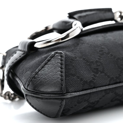 Gucci Monogram Horsebit Chain Clutch Black 9 of 12