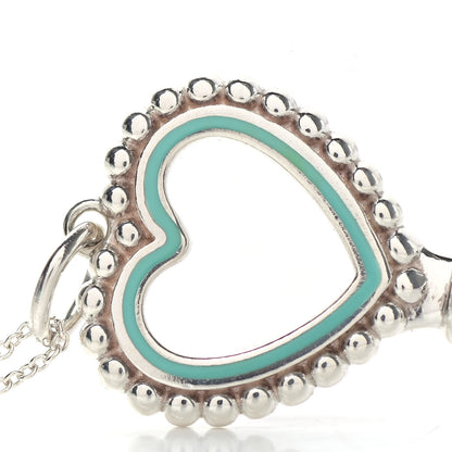 Tiffany Sterling Silver Enamel Beaded Heart Key Pendant Necklace Blue 7 of 7