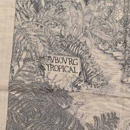 Hermes Cashmere Silk Faubourg Tropical Shawl 140 Naturel Gris Anthracite 3 of 5