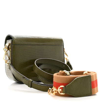 Gucci Lizard Web Mini Horsebit 1955 Shoulder Bag Green 3 of 10
