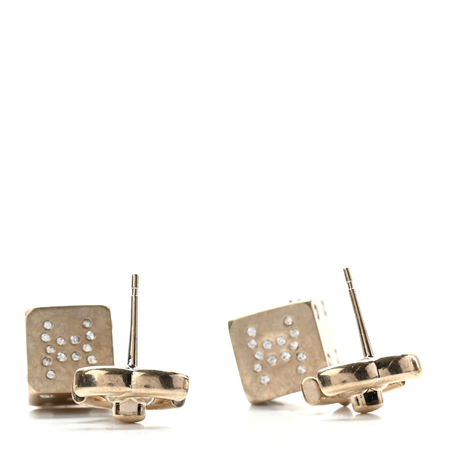 Crystal CC Turnlock Dice Drop Earrings Gold